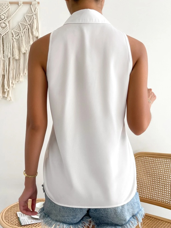 Blusa feminina casual lisa solta sem manga
