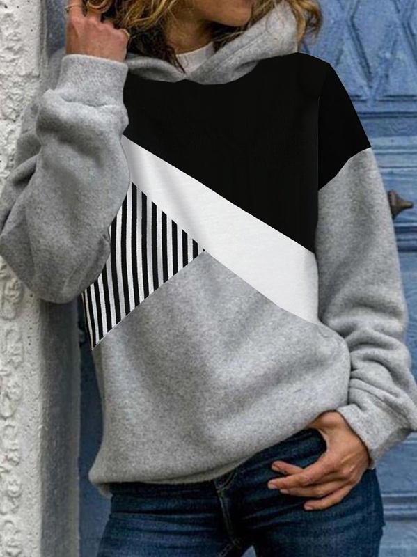 Moletom feminino casual color block