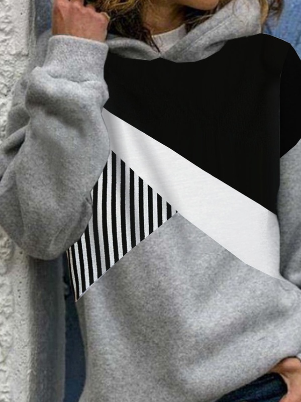 Moletom feminino casual color block