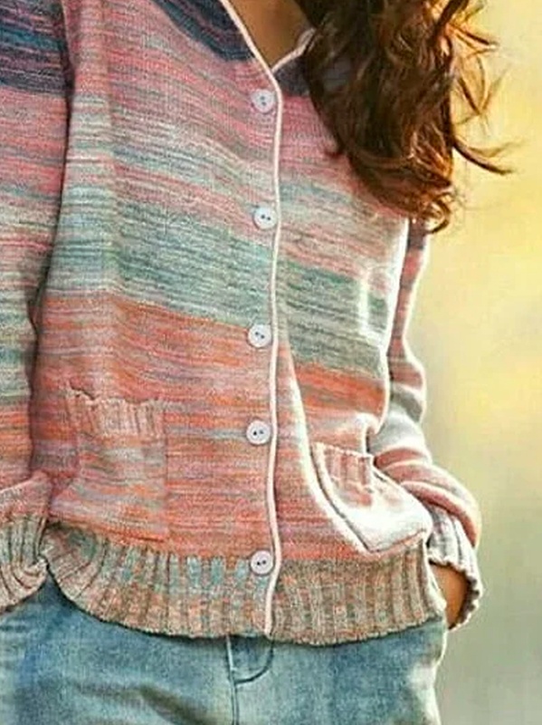Túnica feminina listrada vintage outonal com capuz e manga longa, misto de algodão