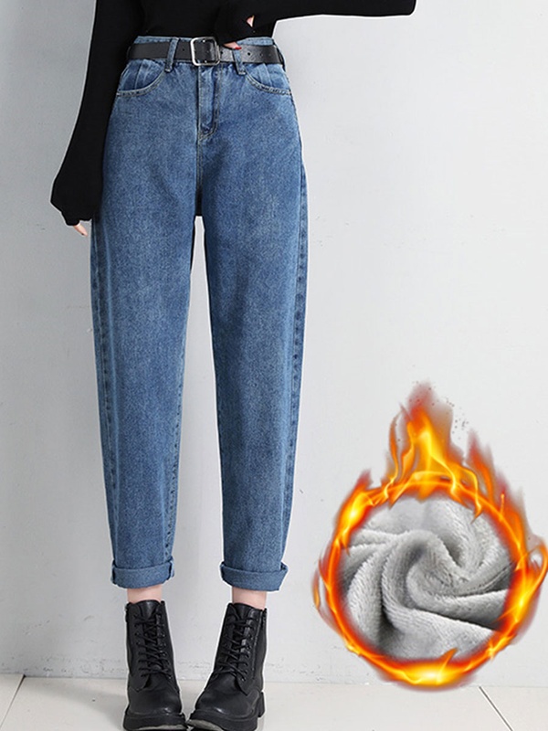 Calça feminina pelúcia grossa wide leg cintura alta solta, estilo retrô versátil