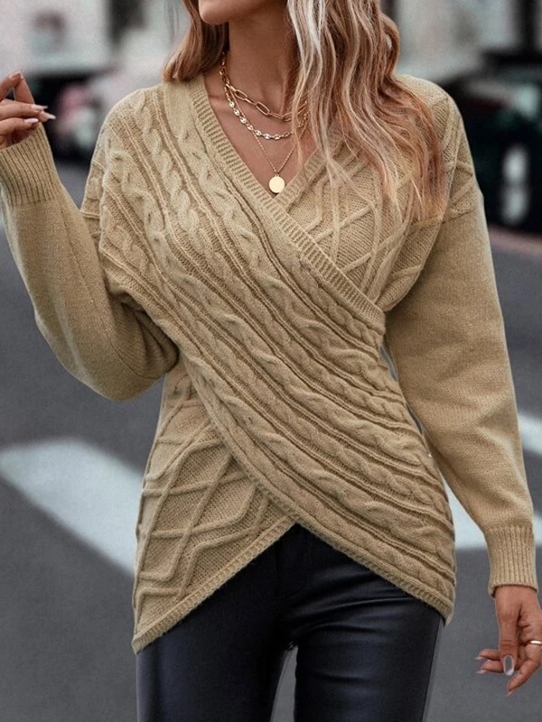 Suéter feminino liso solto casual