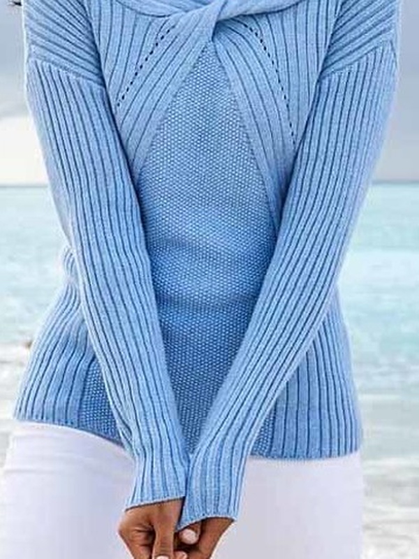 Suéter túnica feminina de tricô liso solto casual