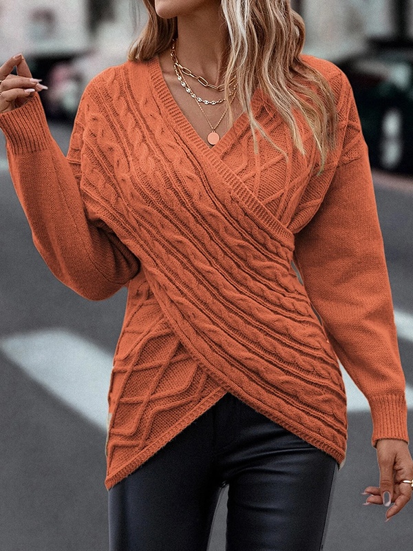 Suéter feminino liso solto casual