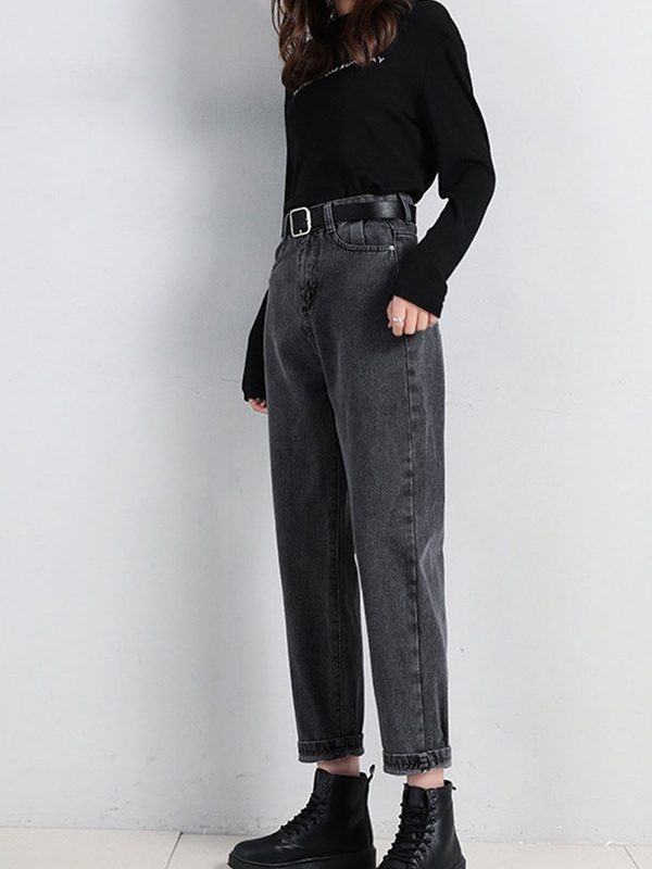 Calça feminina pelúcia grossa wide leg cintura alta solta, estilo retrô versátil