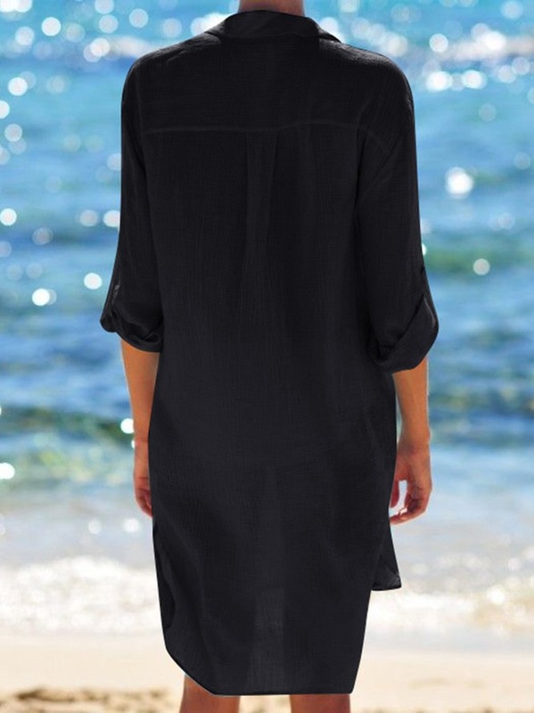 Sobretudo feminino casual liso decote V